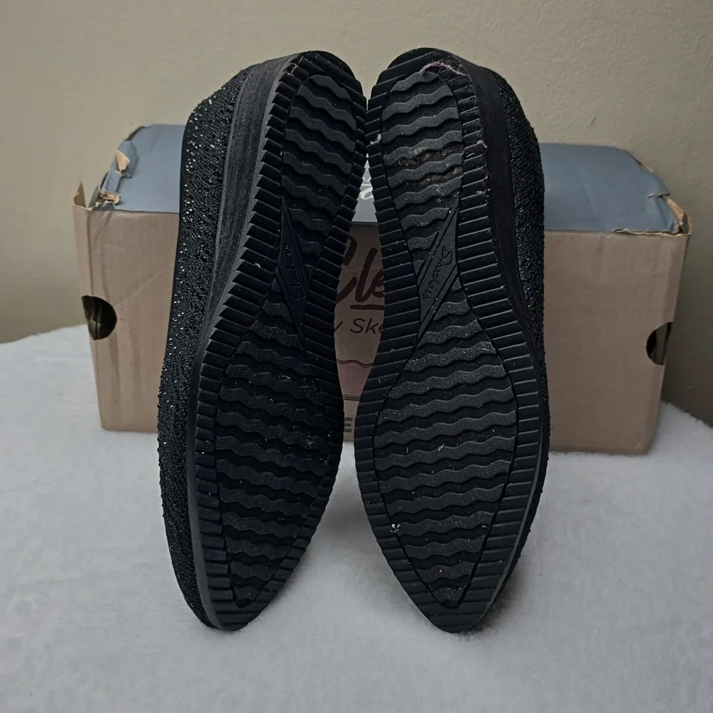 NIB Skechers Cleo Sawdust Sparkle Knit Skimmers - Twinkle Black - Picture 5 of 7